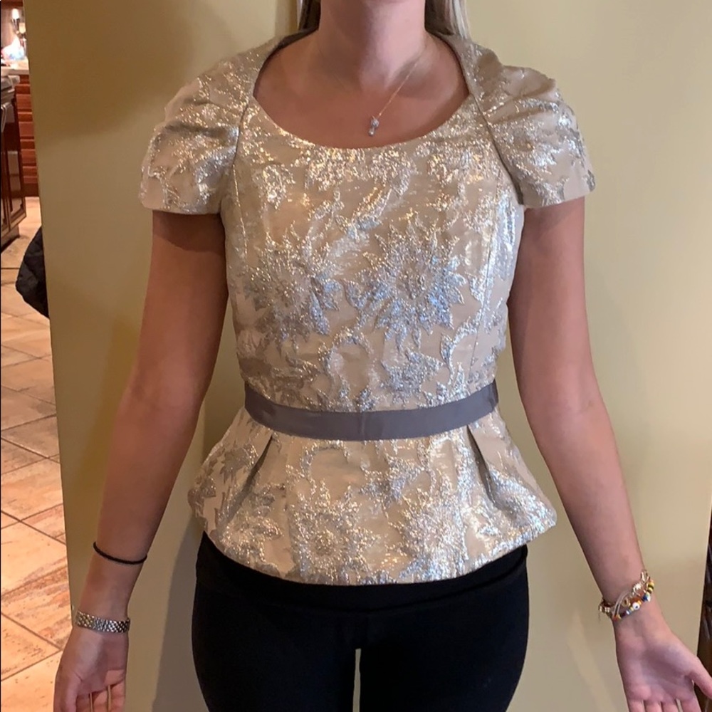 Peplum evening short sleeve top